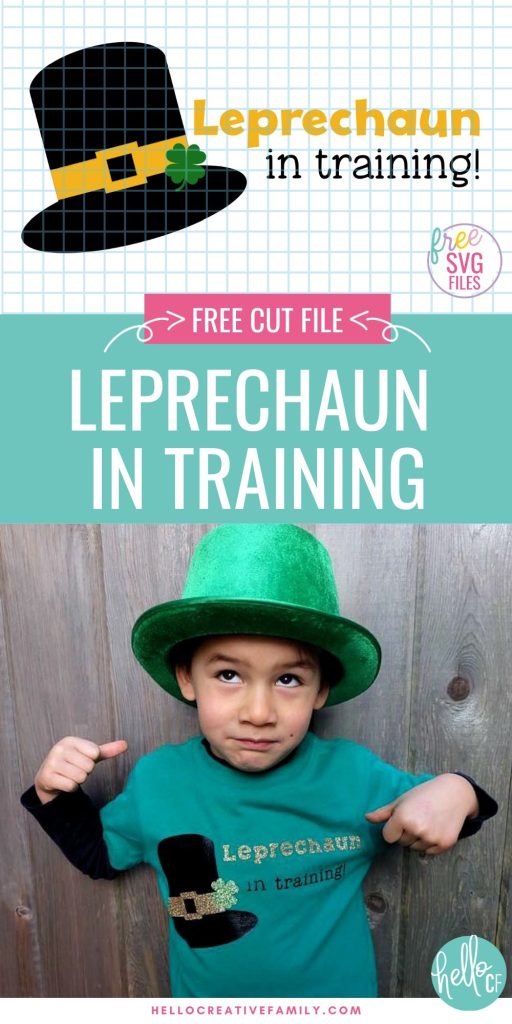 Your little leprechaun will be the cutest kid on the block with this DIY St. Patricks Day shirt! Use this Free Leprechaun in Training SVG to create an adorable green shirt using your Cricut or Silhouette. Included an easy step by step tutorial, instruction photos and free cut file. A great Cricut St. Patty's Day project to make shirts for the whole family