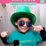 Your little leprechaun will be the cutest kid on the block with this DIY St. Patricks Day shirt! Use this Free Leprechaun in Training SVG to create an adorable green shirt using your Cricut or Silhouette. Included an easy step by step tutorial, instruction photos and free cut file. A great Cricut St. Patty's Day project to make shirts for the whole family