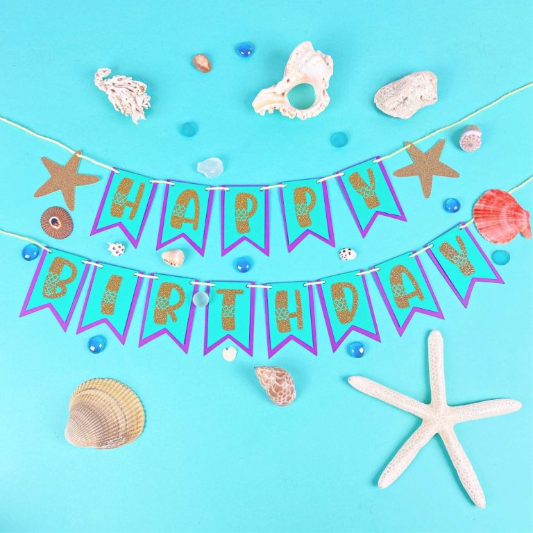 8 Banner SVG Files Including Mermaid Birthday Decorations