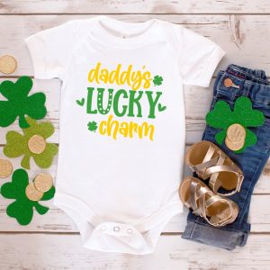 Daddy's Lucky Charm Onesie Made With Free SVG