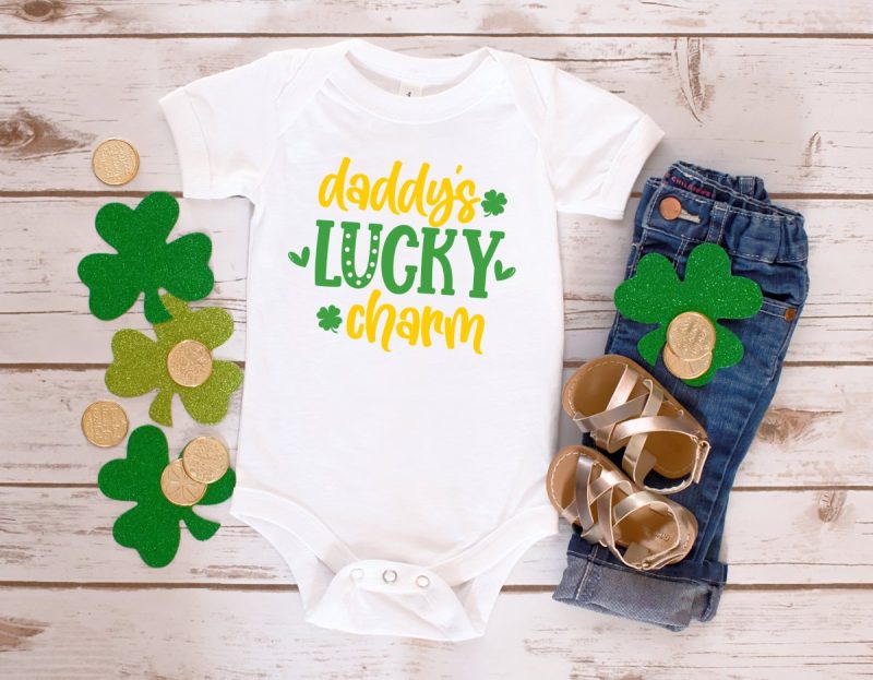 Daddy's Lucky Charm Onesie Made With Free SVG
