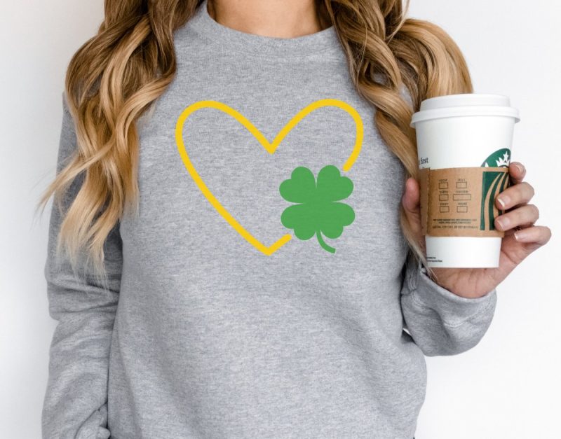 Heart and Clover Sweatshirt Made With Free SVG