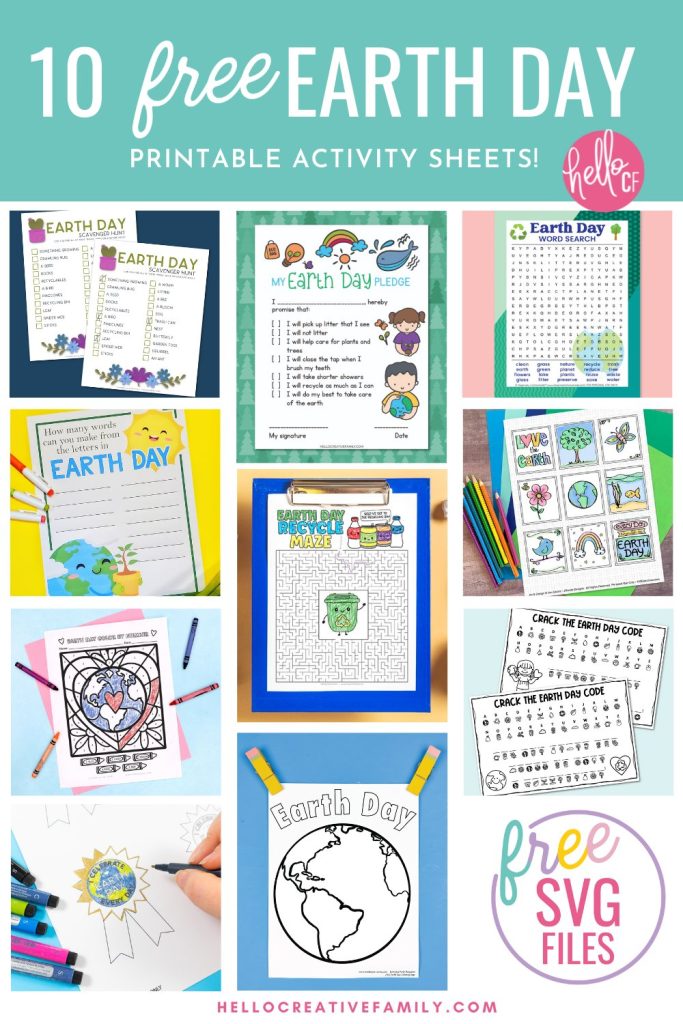 Earth Day is on April 22 and we have 10 free Earth Day printables to help you celebrate. There's a scavenger hunt, word search, maze and even an Earth Day pledge. Great for learning about Earth Day in school, homeschooling or just for fun at home!