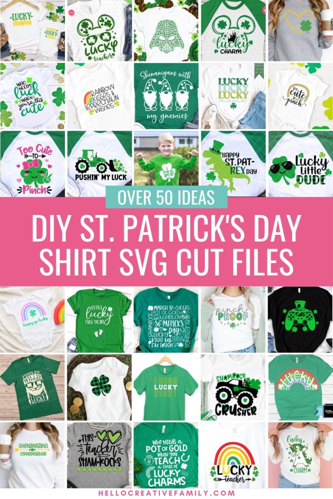 St. Patrick’s Day is just around the corner, and if you’re looking for new ideas, you’ve come to the right place! Check out this list of 50+ easy DIY St. Patrick’s Day shirt ideas. We're sharing a ton of St. Patrick's Day SVG files to help make your family pinch proof using your Cricut or Silhouette cutting machines! We've got St Patrick's Day Shirt Ideas for teachers, kids, families, moms, dads and so much more!