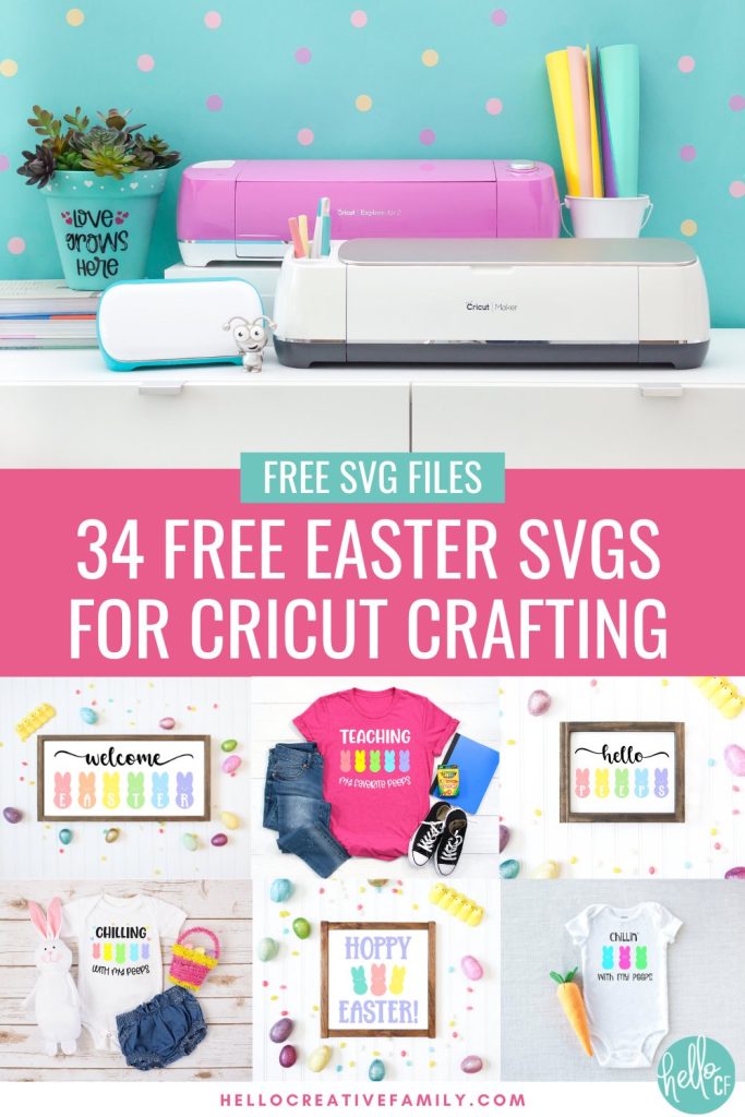 We're sharing 34 Free Easter SVG Cut Files including our very own Free Peeps SVG bundle with the very popular "Chillin' With My Peeps" design. So pull out your Cricuts and Silhouettes and craft up an easy project! From the Easter Bunny, to adorable chicks, to Easter Eggs and Peeps! We've got your Easter crafting covered! 