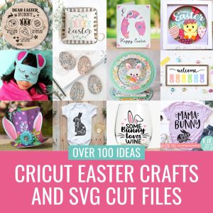Spring is in the air and Easter is on the way! Enjoy this collection of over 100 Cricut Easter ideas that you can cut using your Cricut machine! From Easter shirts, to DIY home decor, to Easter Cards, and Easter basket stuffer ideas! Plus SVG files to make them!