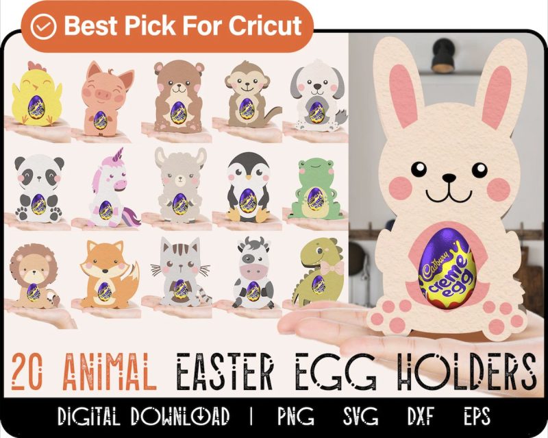 20 Animal Easter Egg Holder Cut Files from Tailored Vectors