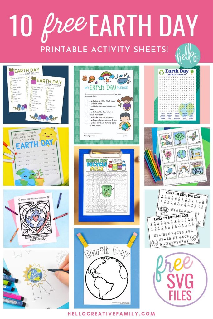 Earth Day is on April 22 and we have 10 free Earth Day printables to help you celebrate. There's a scavenger hunt, word search, maze and even an Earth Day pledge. Great for learning about Earth Day in school, homeschooling or just for fun at home!