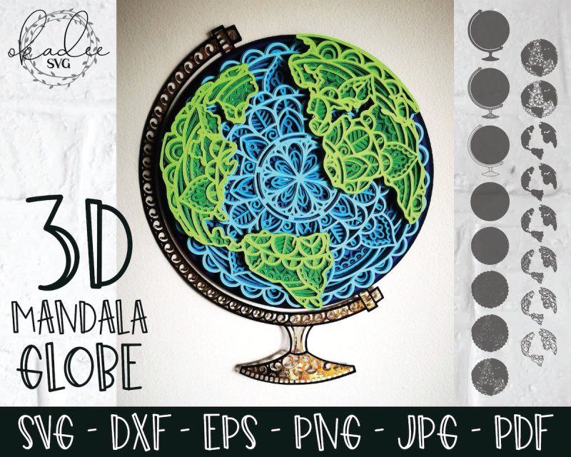 3d Mandala Globe SVG From Okadee SVG