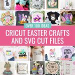 Spring is in the air and Easter is on the way! Enjoy this collection of over 100 Cricut Easter ideas that you can cut using your Cricut machine! From Easter shirts, to DIY home decor, to Easter Cards, and Easter basket stuffer ideas! Plus SVG files to make them!