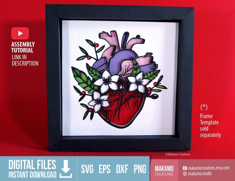 Anatomical Heart Layered SVG From Makamo Creations