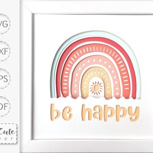 Be Happy Rainbow Shadow Box SVG From Cut Cute Paper