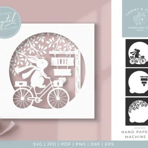 Bunny On Bike Layered Paper SVG From Tommy And Tilly Design