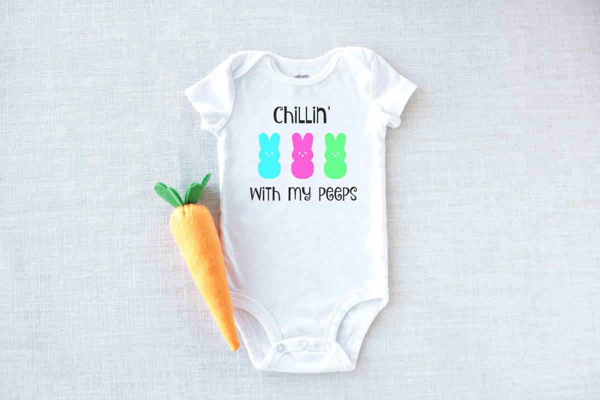 Free Chilling With My Peeps SVG File for making DIY Cricut Easter shirts and onesies with your Cricut maker, Cricut Explore or Cricut Joy