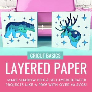 Creating layered paper projects and shadow boxes out of cardstock with your Cricut is one of the most popular Cricut projects! We're sharing a ton of tips, tricks and ideas so that you'll be making 3d layered paper art with your Cricut like a pro! Includes over 50 layered paper project SVGs!
