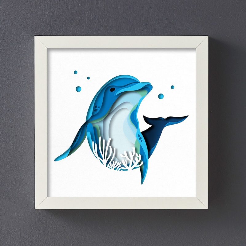 Dolphin Shadow Box SVG From Paperap TR