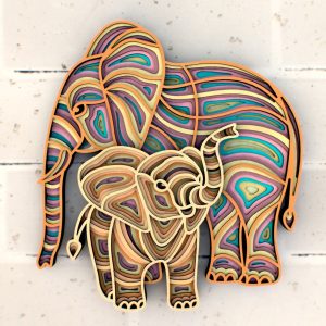 Elephant Mother and Baby Mandala SVG From CNC Art Store