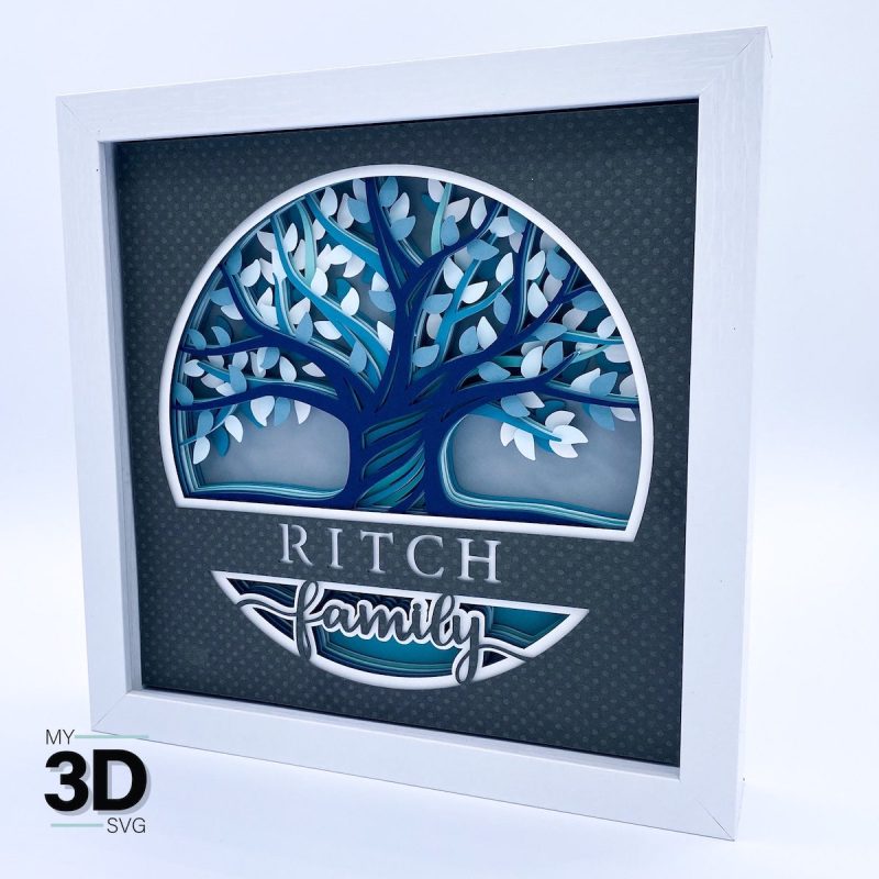 Family Tree With Personalized Name Shadow Box SVG From My 3d SVG
