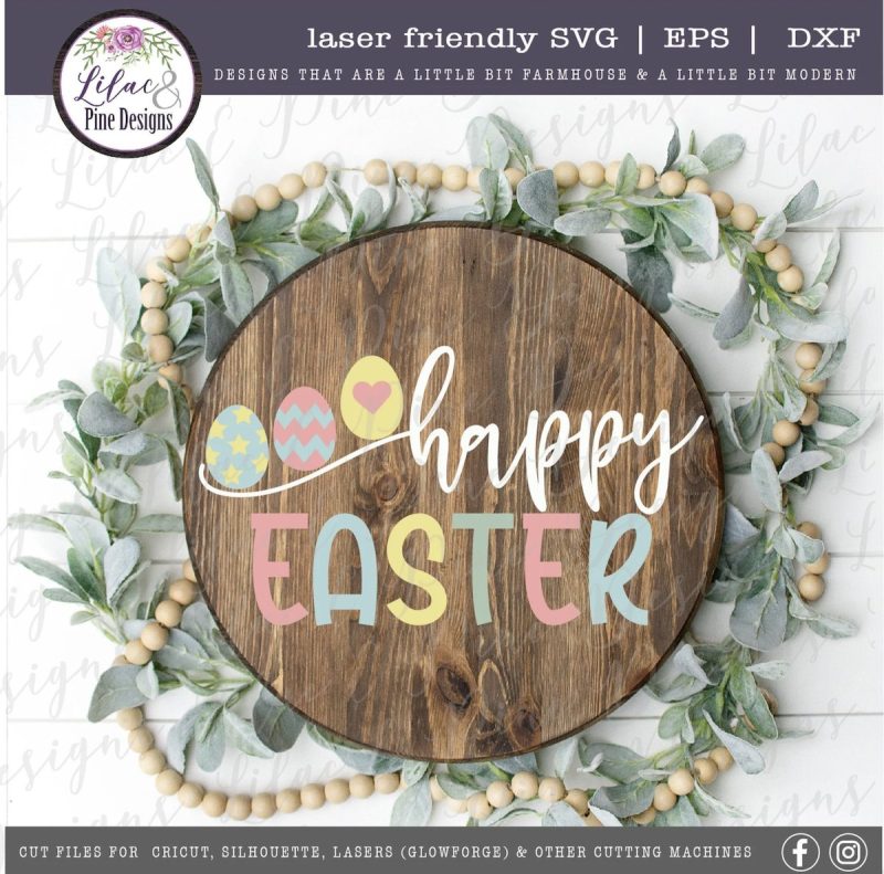 Happy Easter With Easter Eggs SVG From Lilac And Pine Design