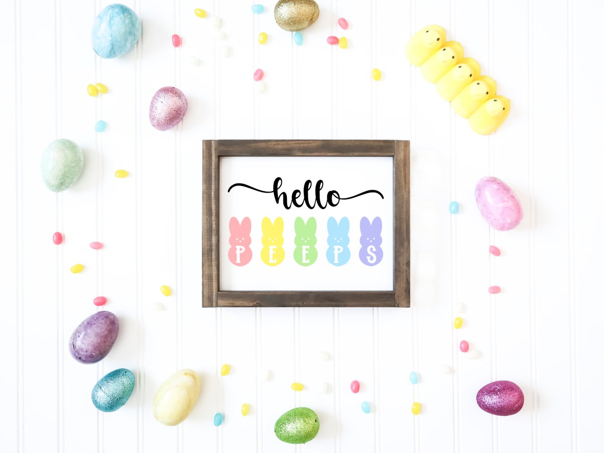 Free Hello Peeps SVG File for making DIY Cricut Easter Signs with your Cricut maker, Cricut Explore or Cricut Joy