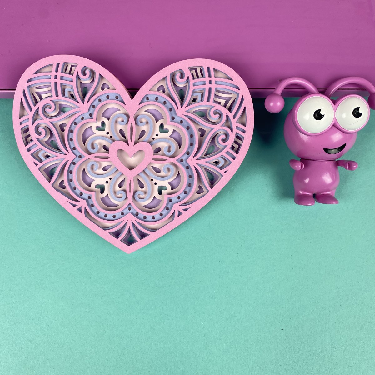 Cricut Layered Paper Project: Multilayer Heart Mandala Valentine Card