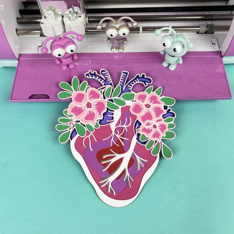 Cricut Layered Paper Multilayered Project Anatomical Heart With Flowers