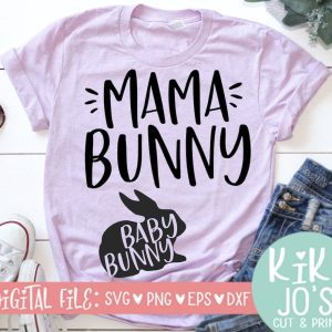 Mama and Baby Bunny Pregnancy Shirt SVG From Kiki Jos Print and Cut
