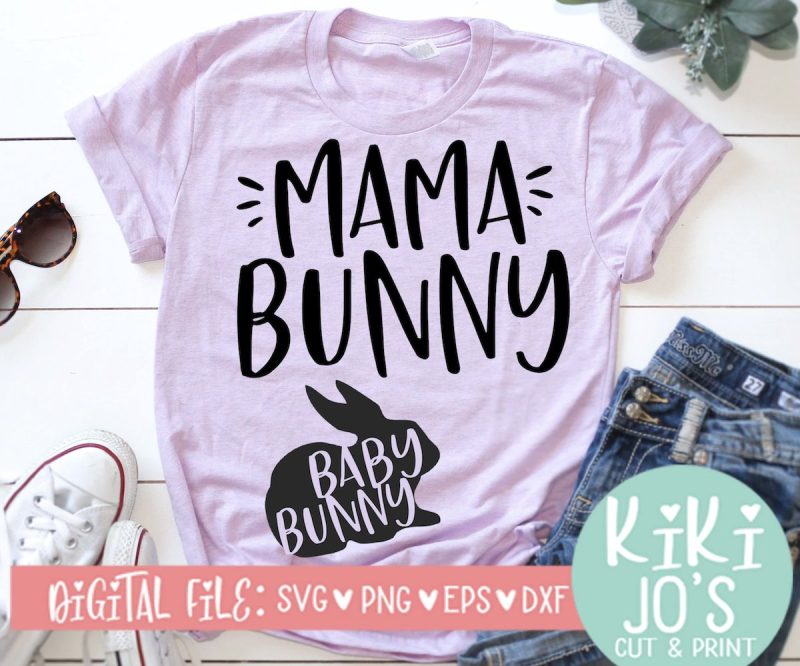 Mama and Baby Bunny Pregnancy Shirt SVG From Kiki Jos Print and Cut
