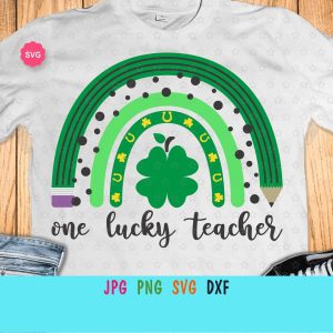One Lucky Teacher Pencil Rainbow SVG From Art And Print Shop