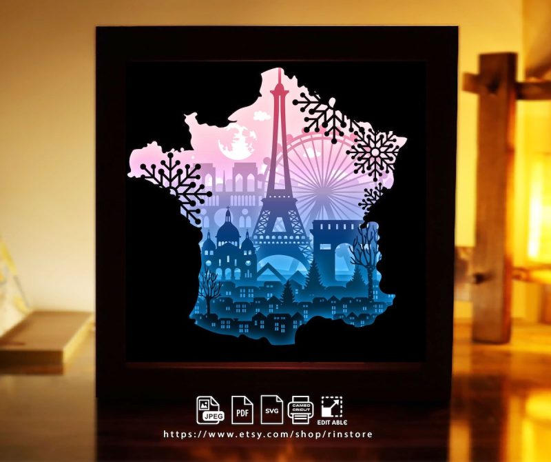 Paris France Shadow Box SVG From Rin Store