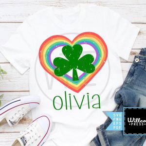 Personalized Rainbow Heart And Shamrock SVG From Willco Press