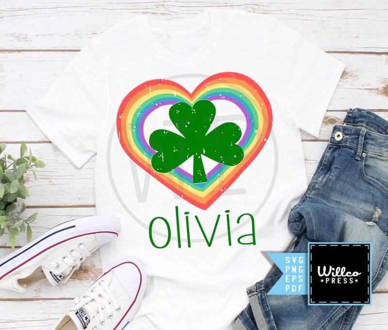 Personalized Rainbow Heart And Shamrock SVG From Willco Press