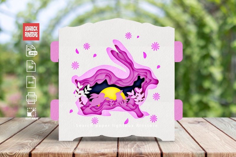 Rabbit 3d Layered Pop Up Card SVG from Rin Store