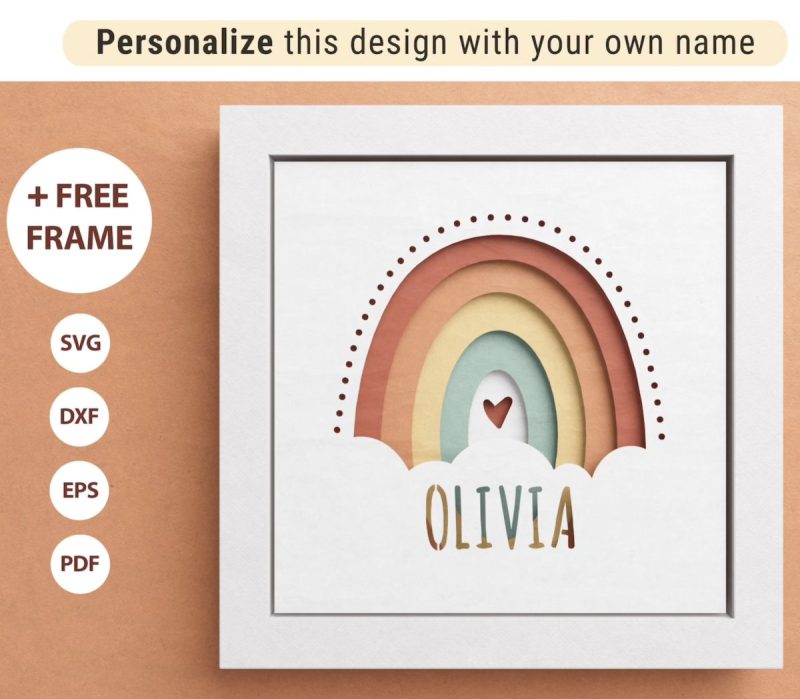 Personalized Name Rainbow Shadowbox SVG From Nice To Cut