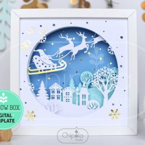 Santa's Sleigh Scene Shadow Box SVG From Chipola Studio