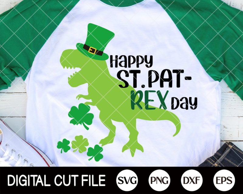 St Patrick's Day Dinosaur SVG From Little Glint Design