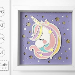 Unicorn Shadow Box SVG From Cut Cute Paper