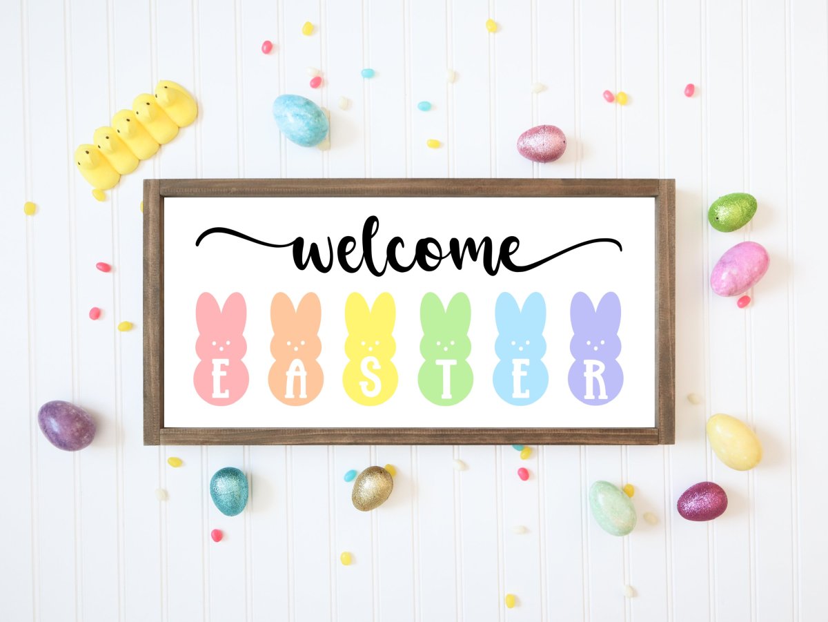 Free Welcome Easter SVG File for making DIY Cricut Easter Signs with your Cricut maker, Cricut Explore or Cricut Joy