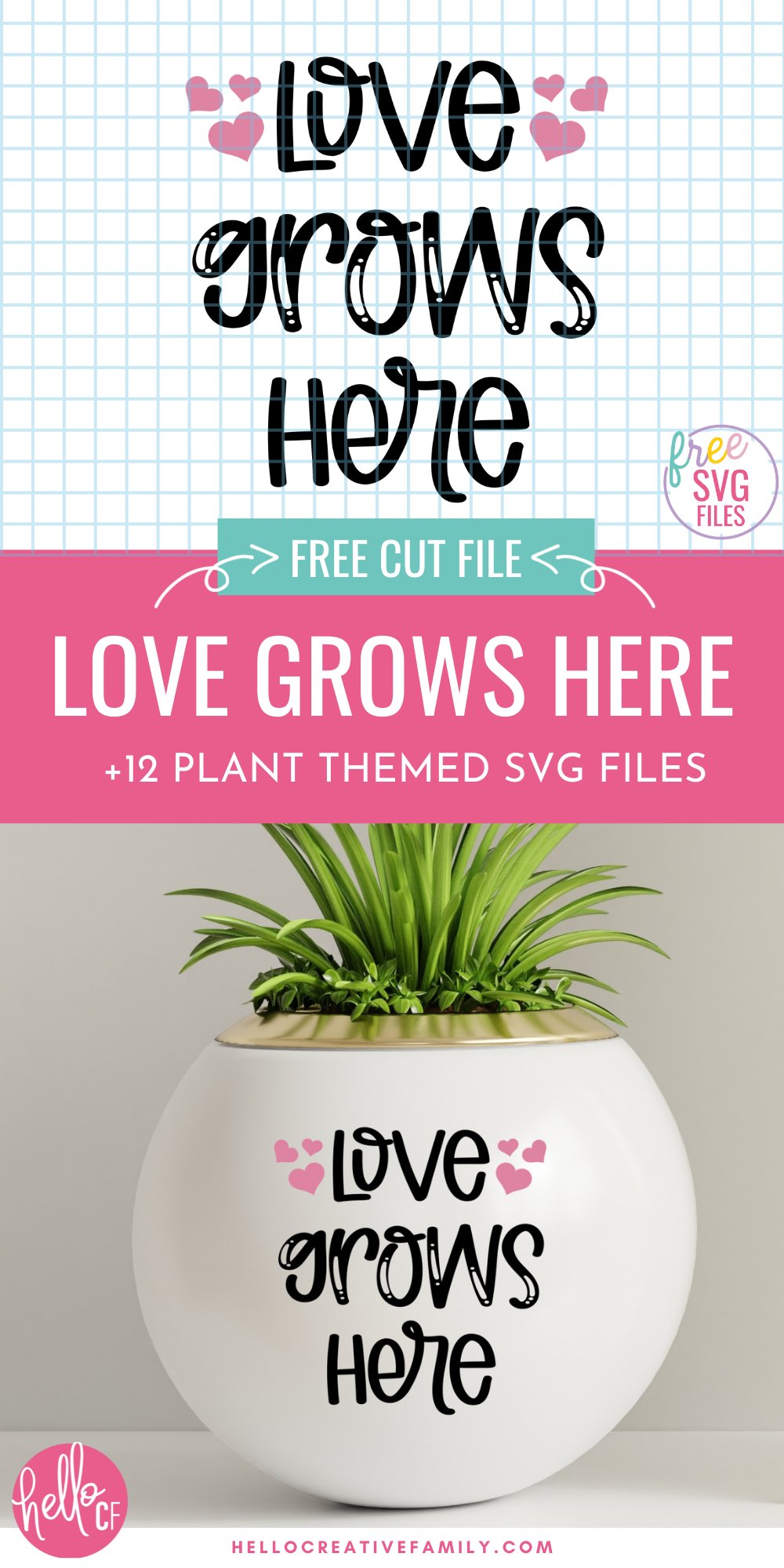 Get your craft on with 12 free plant svg files! With cute sayings like Love Grows Here, I'm A Succa For You and Aloe Gorgeous, these free cut files are perfect for Cricut crafting! Make DIY gifts for gardeners and plant lovers in your life. We even have a few funny cut files for those who weren't blessed with a green thumb!
