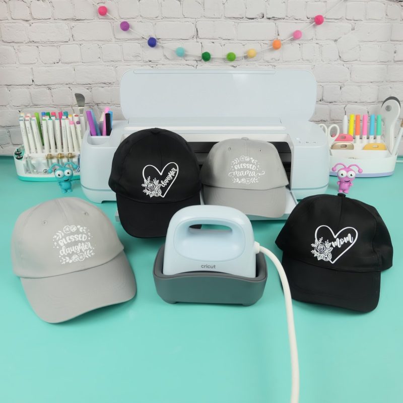 Hats made with the Cricut Maker and Cricut Hat Press