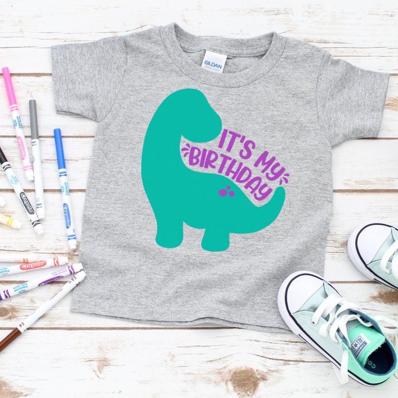 DIY Birthday shirt made with It's My Birthday Dinosaur SVG
