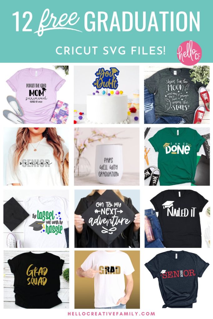 If you have a special student in your life graduating soon then you will not want to miss this collection of 12 free graduation SVG files! This collection has a ton of inspiring cut files for making graduation party decorations, cards, t-shirts and so much more using your Cricut or Silhouette cutting machine!