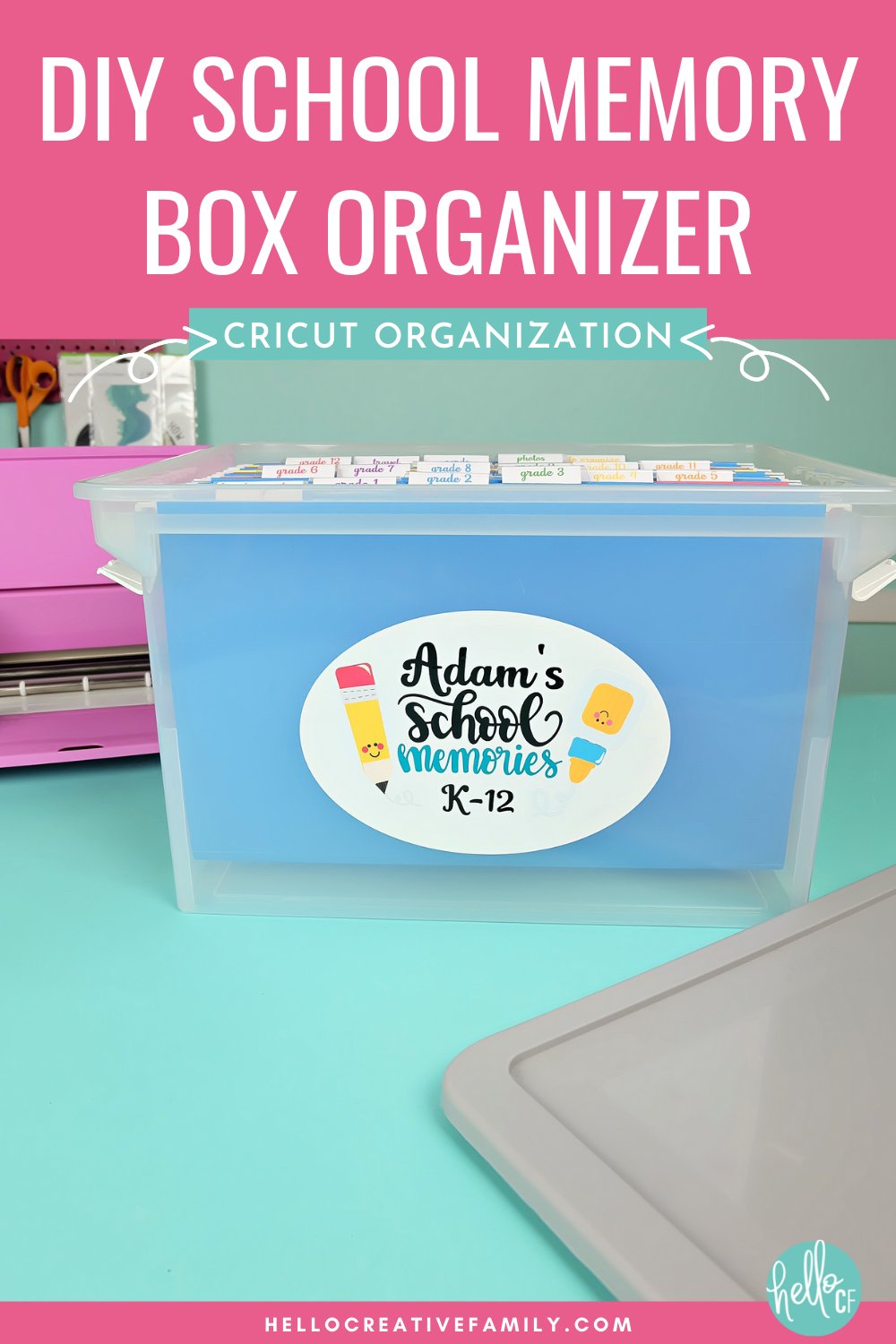 Get rid of the clutter and organize the precious mementoes that your children bring home from school with this DIY Cricut Memory Box Organizer! Hold onto and organize your childrens' special crafty keepsakes throughout their years. Includes the Cricut cut file for making this project with your Cricut Explore or Cricut Maker.