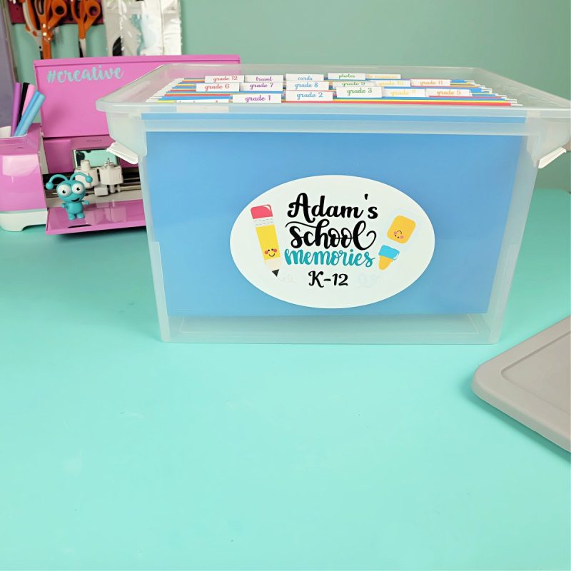 Use your school memories box to organize all your child's cherished school mementoes! 