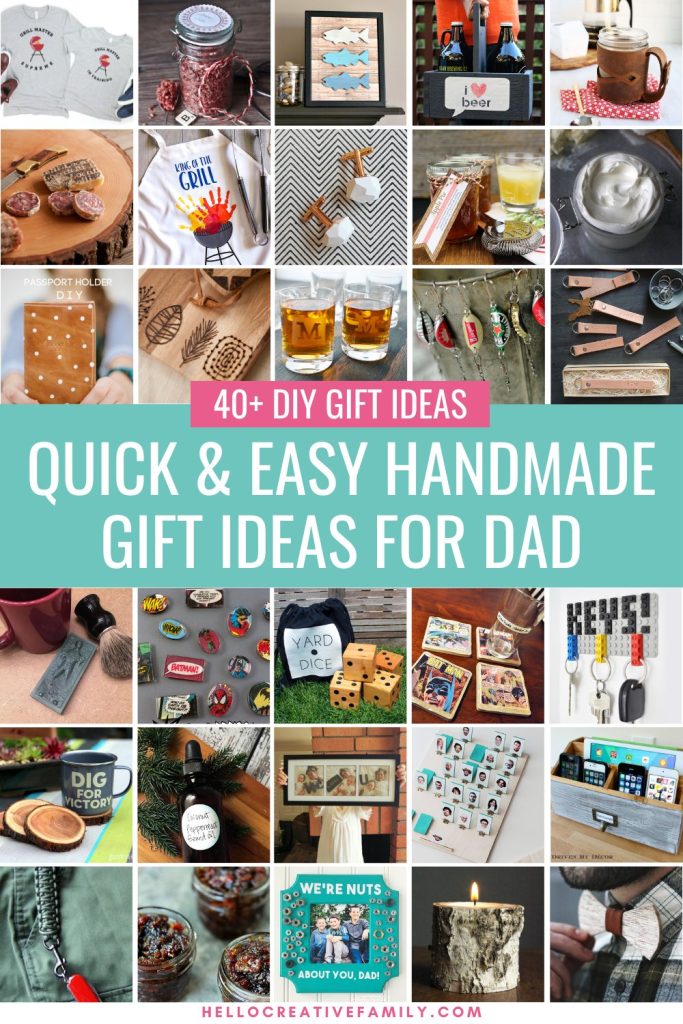Need a last minute gift for dad? These creative handmade gifts for dad aren’t hard to make but they come straight from the heart! We've curated over 40 homemade dad gifts that he will love (many of them take less than an hour to make!) From outdoorsy Dads, to BBQ, Bourbon, Bacon and Beer Dads, to Foodie Dads-- I've got you covered. DIY gift ideas for Father's Day, birthdays, Christmas and more!