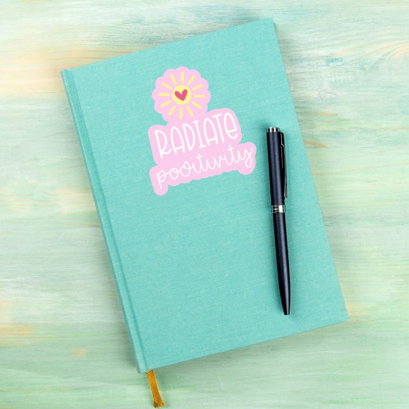 Aqua journal with radiate positivity on front