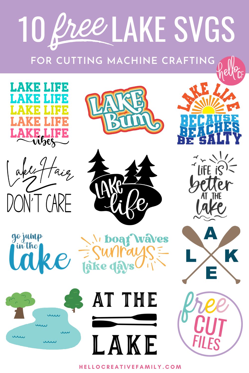 Get ready for summer and spending time at the beach, cottage or cabin with these 10 free Lake SVG Files including a Lake Life Vibes cut file! Make t-shirts, tank tops, hats, beach bags, mugs and all kinds of DIY summer gear using these free lake cut files and your Cricut Maker, Cricut Explore or Cricut Joy!