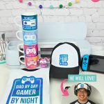 Know a dad who loves video games? We're sharing 3 DIY Father's Day Cricut Ideas that gamer dads will love! We're sharing how to make a Leveled Up To Dad hat, a Dad By Day, Gamer By Night shirt and a set of stackable mugs with video game remotes, each family member's name and a player number that relates to their birth order! Pull out your Cricut Maker, Cricut Explore or Cricut Joy and Infusible Ink and let's get crafting!
