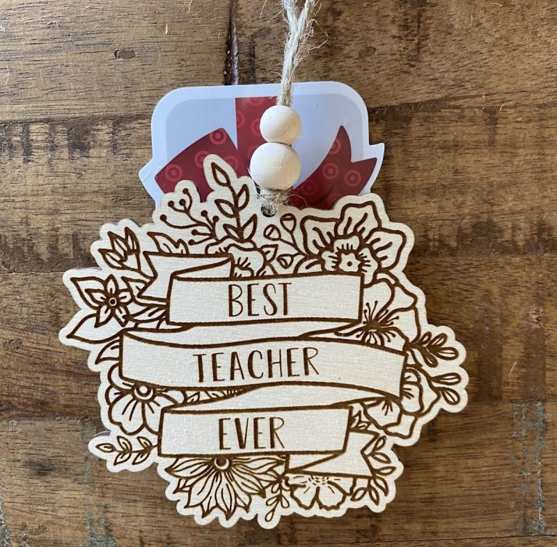 Best Teacher Ever Gift Card Holder Ornament Cut File From Chalk and Nail