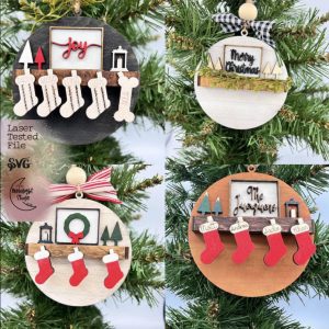 Customizable Farmhouse Christmas Mantle Ornament Cut File From Moon It Studio
